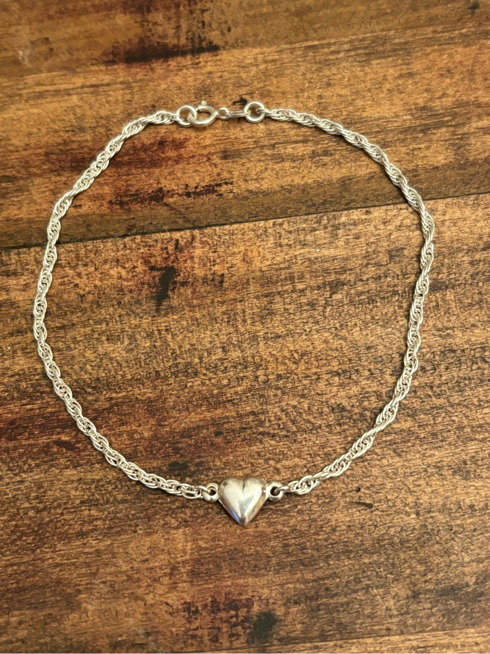KA 1772 Italy 925 Silver Sterling Silver Anklet with Puffy Heart, 9.5” Length